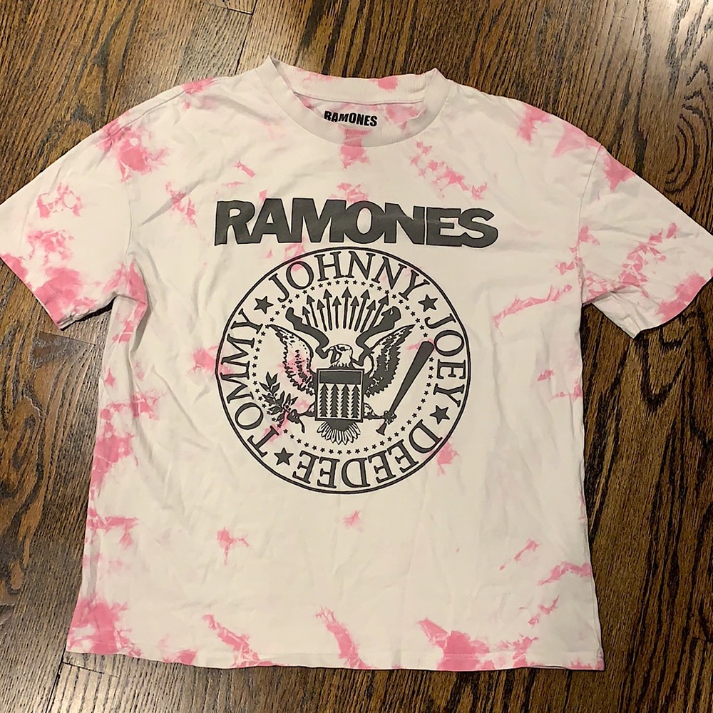 Ramones band tee in pink tie dye